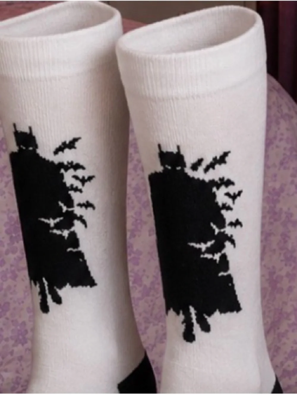 Batman Novelty Crew Socks White & Black Unisex